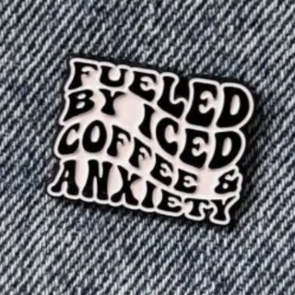 NWT, Fueled by Coffee and Anxiety Enamel Pin - Picture 1 of 1